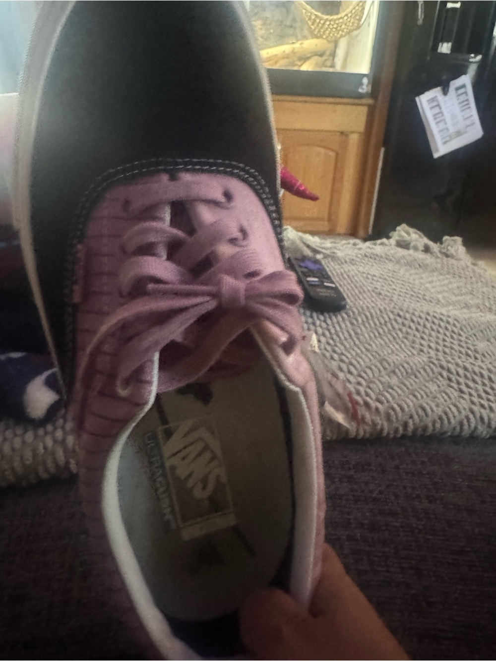 Vans Women's Pink and Black Low-Top Lace-Up Sneakers